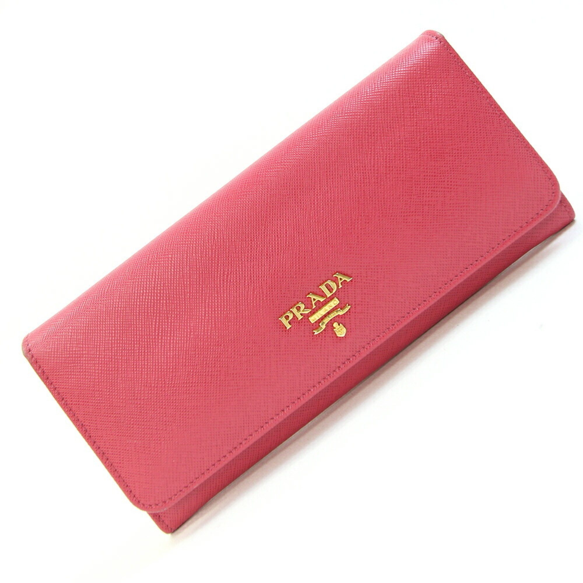 Prada Bi-Fold Long Wallet 1m1132 Pink Leather For Women Prada